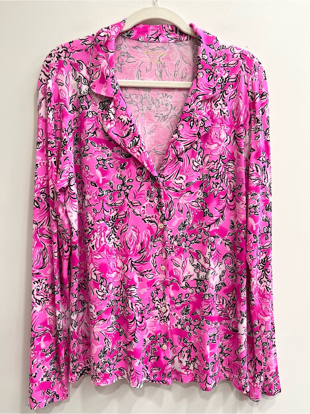 Lilly Pulitzer Knit Pajama Top in Plumeria Pink Print Purposefull Size XL